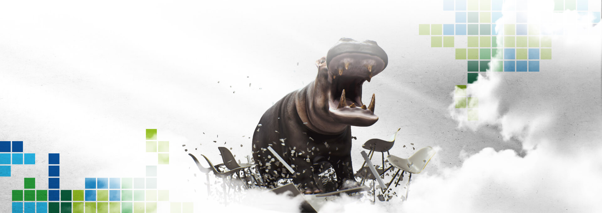 Ein Tier dreht im Büro durch.